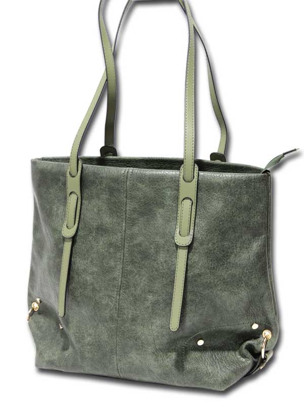 Nwt! Tumbled Leather “Andria” Extra Soft Tote, Olive Green